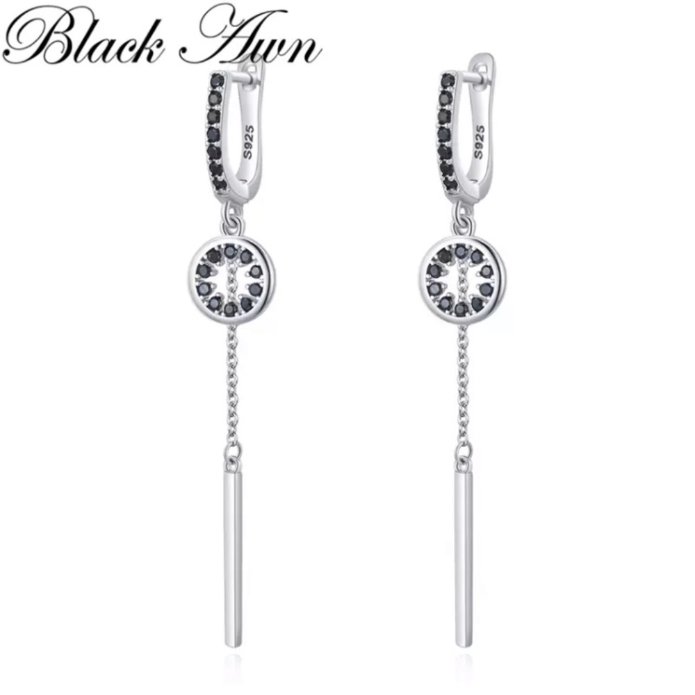 - Pure Silver Black Swarovski Elements Earrings S… - image 2